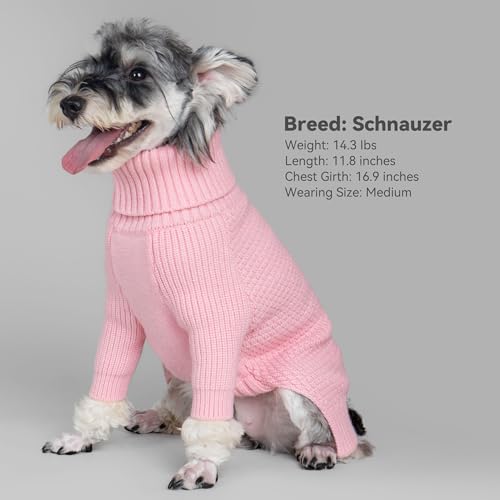 cyeollo Small Dog Sweater with Long Sleeves, Warm Turtleneck Knitwear Dog Clothes Girl Puppy Sweaters for Small Dogs Cats Apparel, Pink, S - color: Pink, size: Small