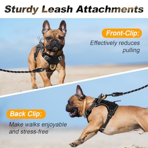 BARKBAY Service Dog Vest Tactical Dog Harness Medium Large Sized Dog No Pull Adjustable Dog Harness Reflective K9 Working Training Easy Control Military Molle System(Black,S) - color: Black, size: Small