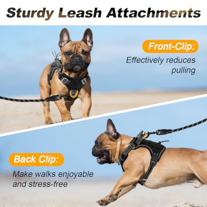 BARKBAY Service Dog Vest Tactical Dog Harness Medium Large Sized Dog No Pull Adjustable Dog Harness Reflective K9 Working Training Easy Control Military Molle System(Black,S) - color: Black, size: Small
