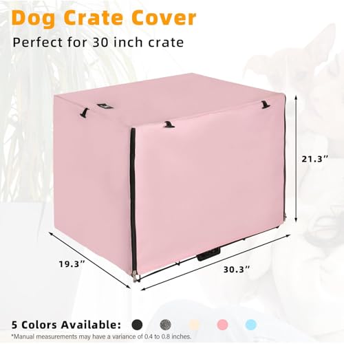X-ZONE PET Double Door Dog Crate Cover - Polyester Pet Kennel Cover Fits 30 inches Wire Dog Cage Pink - color: Pink, size: 30.0"L x 19.0"W x 21.0"H