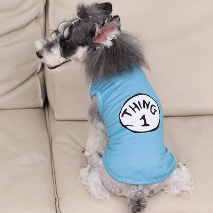 CuteBone Dog Shirts 2-Pack Soft Pet Clothes Breathable Summer Vest for Small Puppy and Stretchy Cat Apparel - color: Boy thing 1 thing 2, size: Medium