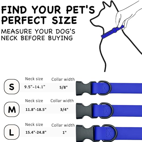 Waterproof Dog Collar Durable and Easy to Clean Rubber Dog Collars Odor-Proof Fits Small Medium Large Dogs (Blue, Small (9.5-14.2” Neck)) - color: Blue, size: Small (9.5 -14.2” Neck)