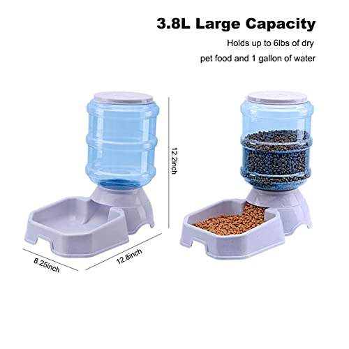 TENINYU Premium Quality Self-Dispensing Gravity 1 Gallon Large Capacity Pet Feeder and Water Dispenser for Cat