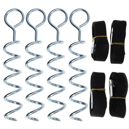 MAGICLULU Portable Dog Stake Spiral Ground Anchor with 2. Strap Heavy Duty Wear-Resistant Tent Anchor for Outdoor Camping and Pet Tie-Out