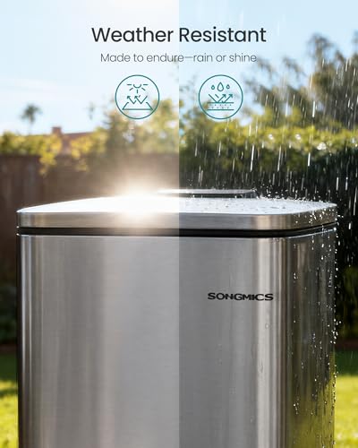 SONGMICS Dog Poop Trash Can, 1.6-Gallon (6 L) Outdoor Garbage Can with Lid, Soft Close, Stainless Steel with Inner Bucket, Metallic Silver ULTB590E02 - color: Metallic Silver