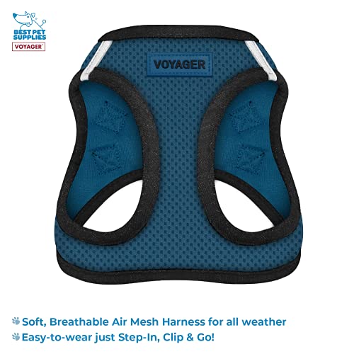 Voyager Step-in Air All Weather Mesh Harness and Reflective Dog 5 ft Leash Combo with Neoprene Handle, for Small, Medium and Large Breed Puppies by Best Pet Supplies - Blue, X-Small - color: Leash Harness Set (Blue Base), size: XS (Chest: 13 - 14.5")