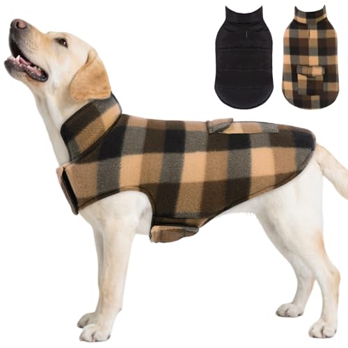 ASENKU Dog Winter Jacket Plaid Reversible Vest, Waterproof Dog Coat for Cold Weather, Perfect for Small to Large Dogs (Coffee, M) - color: Coffee, size: Medium