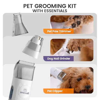 oneisall Dog Grooming Vacuum, Pet Grooming Vacuum with Clipper Nail Grinder, 1.5L Dust Cup Dog deshedding Vacuum Brush with 7 Pet Grooming Tools for Shedding Pet Hair, Home Cleaning(Purple) - color: Purple