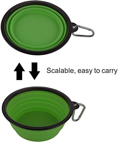 Guardians Large Collapsible Dog Bowls, 34oz Travel Water Food Bowls Portable Foldable Collapse Dishes with Carabiner Clip, 2 Pack (Green+Red) - color: 34oz-Green&Red