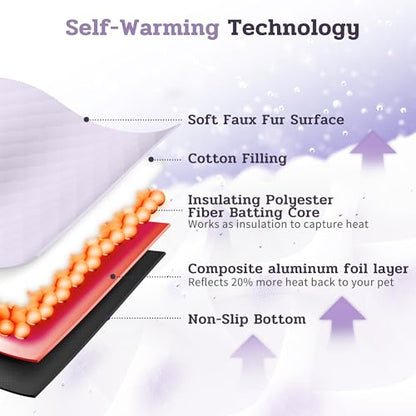 NWK Fluffy Self Warming Cat Mat, Cat Blanket, Thermal Dog Mat, Washable, Non-Slip Bottom for Sofa & Crate & Kennel & Car Seat (Purple, Large (35'' X 23'' X 0.4'')) - color: Purple, size: Large (35'' X 23'' X 0.4'')