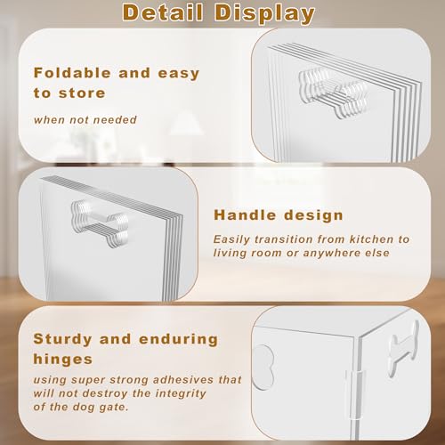 Clear Acrylic Dog Gate, 6 Panel 120" W x 24" H, Transparent Freestanding Pet Playpen Indoor, Foldable Pet Fence Barrier for Doorway with Handle/Support Feet - size: 6 Panel 120" W x 24" H