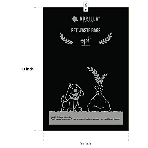 GORILLA SUPPLY Dog Poop Waste Bags with Dispenser and Leash Tie, 9" x 13", Black, 1000 Count - color: Black