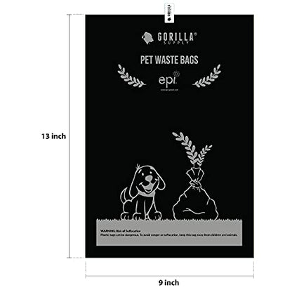 GORILLA SUPPLY Dog Poop Waste Bags with Dispenser and Leash Tie, 9" x 13", Black, 1000 Count - color: Black