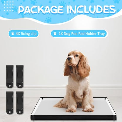 FoldTier Dog Pee Pad Holder with 4 Fixing Clips 33 x 23 Inch Extra Large Foldable Potty Pads Puppy Pad Holder Tray for Dogs Training High Side Easy to Clean