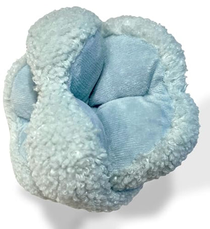 Glory To Dog Blue Snuffle 매듭 인터랙티브 강아지 장난감 10.2cm(4인치) 퍼즐 볼, 스퀴커 8개 및 주름 포함 - 강아지 및 소형견을 위한 간식 숨기기 강화 장난감 - 내구성 있는 플러시 감각 놀이 및 자극 - color: 블루.