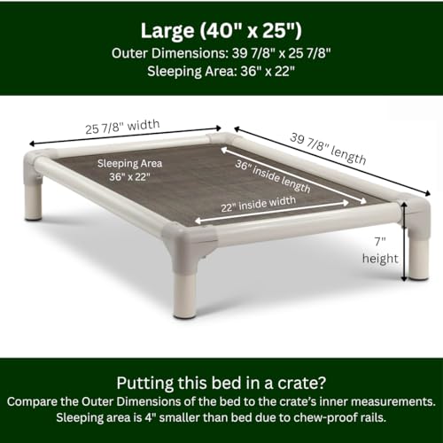 Kuranda Chewproof Elevated Dog Bed – 40" x 25" - Sunsure Textilene - Sierra - color: Sierra, size: Large