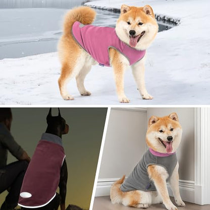 cyeollo 2 Pack Dog Sweaters Fleece Sweatshirt Stretchable Reflective Pet Sweater Dog Clothes for Small Puppy Dogs Girl, Pink & Grey S - color: Grey & Pink, size: Small