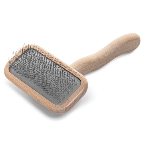 Chris Christensen Mark II Slicker Brush for Dogs, 12mm Pins, Groom Like a Pro, Handcrafted Lightweight Beechwood Ergonomic Handle, Stainless Steel Pins, A5II Small. Made in Germany. - size: Mark II Small