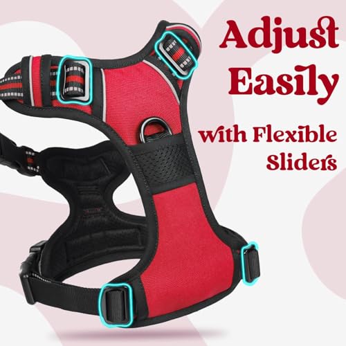 rabbitgoo Dog Harness Small Sized, No Pull Pet Harness with 3 Buckles, Adjustable Soft Padded Vest with Control Handle, Walking Reflective Pet Vest for Small Dogs, Red, S - color: Red, size: Small