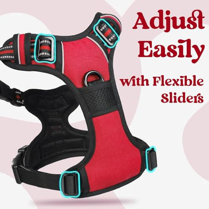 rabbitgoo Dog Harness Small Sized, No Pull Pet Harness with 3 Buckles, Adjustable Soft Padded Vest with Control Handle, Walking Reflective Pet Vest for Small Dogs, Red, S - color: Red, size: Small