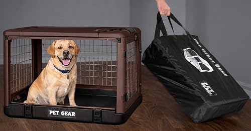 Pet Gear The Other Door 4 Door Steel Crate for Dogs/Cats, 36", Coffee Bean | Garage-Style Door, Includes Plush Bed & Travel Bag, No Tools Required - color: Coffee Bean, size: 36 Inch