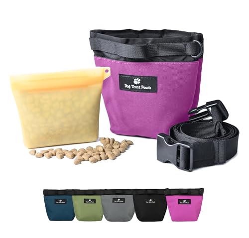 Dog Treat Pouch for Training,2 Cup Capacity with Silicone Liner for Dry or Wet Food,Fanny Pack for Dog Walking and Puppy Rewards,Hands-Free Adjustable Waist Carry Bag (Pink) - color: Pink