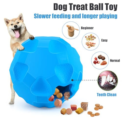 Treat Dispensing Dog Toys for Aggressive Chewers Large Breed, Rubber Balls for Dogs, Cognitive Dog Toys to Keep Them Busy, Dog Treat Toy Ball - color: Blue