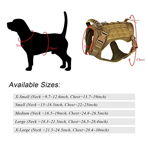 Tactical Service Dog Vest Harness for Medium Large Dog, Military K9 Training Dog Vest with Molle & Loop Panels Adjustable Tactical Harnesses with Handle (M, Khaki) - color: Khaki, size: Medium (Pack of 1)