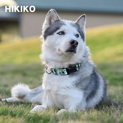 Hikiko Martingale Collar for Dogs with Quick Release Buckle Nylon Adjustable Dog Collars Pet Gift Walking Training（Clovers,Medium） - color: Clover, size: Medium