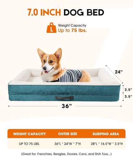 Upvilla Large Orthopedic Dog Bed, Four-Sided Cushioned Egg-Shaped Foam Dog Sofa, Waterproof Removable Cover, Pet Sofa Bed with Non-Slip Base, Large Pet Bed,Blue - color: Blue, size: 36"l x 24"w x 7"th