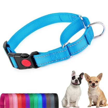 Martingale Dog Collar,Buckle Reflective Dog Choke Collar Escape Proof No Pull Cinch Dog Training Collars Adjustable for Small Medium Breed Pet Dogs,Light Blue M - color: Light Blue, size: M(Neck 13.5-16")