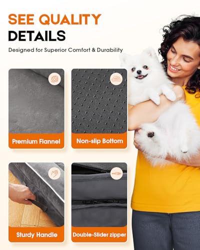 Upvilla Orthopedic Dog Bed XL, Four-Sided Cushioned Egg-Shaped Foam Dog Sofa, Waterproof Removable Cover, Pet Sofa Bed with Non-Slip Base, Extra Large Dog Bed,Gray - color: Gray, size: 46"L x 30"W x 7.5"Th