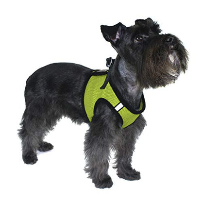 Dogline Boston Step in Mesh Dog Harness with Service Dog Patch No Choke Pet Vest Soft Gentle Padded Chest Halter for Puppies Small Medium and Large Dogs 14 to 16 inches Girth Lime Green - color: Lime Green, size: Girth 14 to 16"