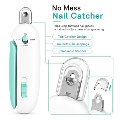 Wanheart Cat Nail Clipper, 4-Size Safety Guide, Catcher & File (Blue) | 4-size safety guide, nail catcher, curved steel blade, hidden file, lockable non-slip handle, blue - color: Blue