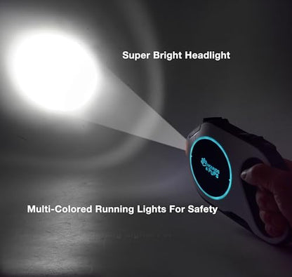 Hounds & Pups Retractable Dog Leash, 15 ft Length, LED Light for Night Walks (Blue) - color: blue