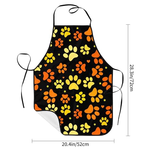 Dog Grooming Waterproof Apron with 2 Pockets, Cute Animals Puppy Dog Pets Apron - color: Orange