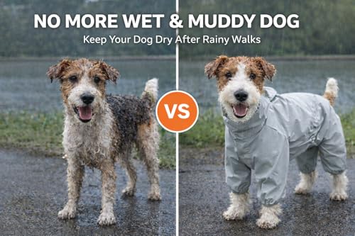 Dog Raincoat with Full Leg Coverage, Waterproof & Lightweight Rain Jacket for Medium Dogs, Keep Belly & Legs Dry, Harness Compatible, Reflective Safety, with Storage Bag (XX-Large) - size: XX-Large