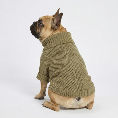 Fitwarm Thermal Knitted Dog Sweater Doggy Winter Coat Pet Clothes Doggie Turtleneck Jacket Puppy Outfits Cat Sweatsuit Sage Green Small - color: Sage Green, size: Small