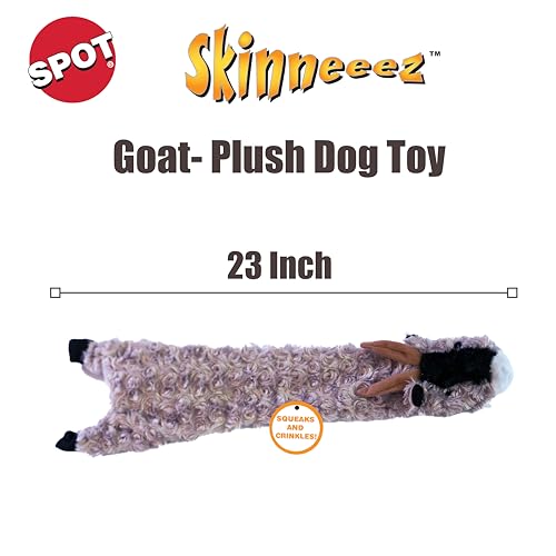 SPOT Skinneeez Crinklers Stuffless Goat Dog Toy, 23 Inch Plush with Crinkle and Squeaker, Tug Toy for Medium and Large Dog Breeds - style: Large Goat