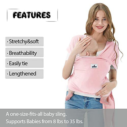 Baby Wraps Carrier, Jeroray Baby Carrier,Hands Free Infant Carrier, Lightweight,Breathable,Softness,Light Pink - color: Light Pink