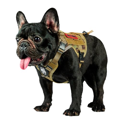 OneTigris Tactical Dog Harness Vest,No-Pull Service Dog Vest with Hook & Loop Panels,Adjustable Dog Vest Harness for Walking Hiking Training(Camo,XXS) - color: Multi-colored, size: XX-Small