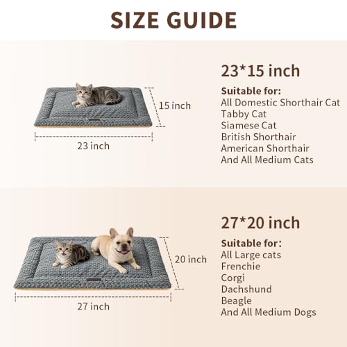 SOMAHE Cat & Dog Bed Mat, Soft Plush Flat Cat Bed with Non-Slip Bottom, 1.2" Thick All-Season Kneading Cushion, Machine Washable Pet Bed for Cats & Small Dogs 20×27Inch, Grey - color: Grey, size: 27"L x 20"W x 1.2"Th
