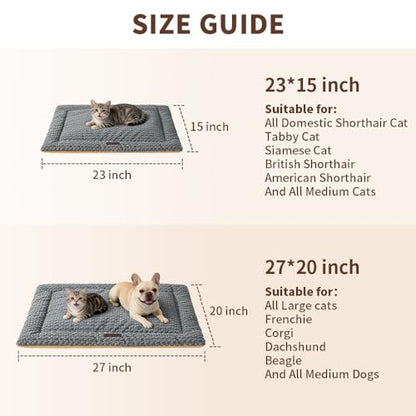 SOMAHE Cat & Dog Bed Mat, Soft Plush Flat Cat Bed with Non-Slip Bottom, 1.2" Thick All-Season Kneading Cushion, Machine Washable Pet Bed for Cats & Small Dogs 20×27Inch, Grey - color: Grey, size: 27"L x 20"W x 1.2"Th