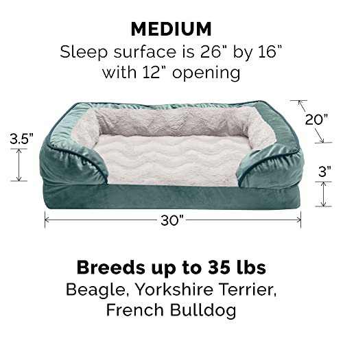 Furhaven Replacement Dog Bed Cover Perfect Comfort Plush & Velvet Waves Sofa-Style, Machine Washable - Celadon Green, Medium - color: Celadon Green, size: Medium