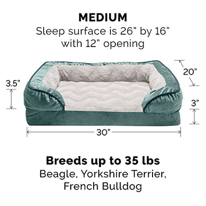 Furhaven Replacement Dog Bed Cover Perfect Comfort Plush & Velvet Waves Sofa-Style, Machine Washable - Celadon Green, Medium - color: Celadon Green, size: Medium