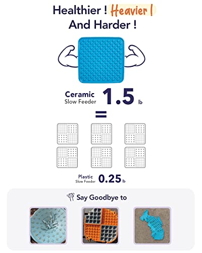 LE TAUCI PET Slow Feeder Dog Bowl, 7.5 Inch Lick Mat for Medium and Large Breed, Anxiety Relief Licking Mat, Puzzle Feeder for Peanut Butter, Treats, Pet Enrichment Toys, Cross Blue - color: Cross Blue