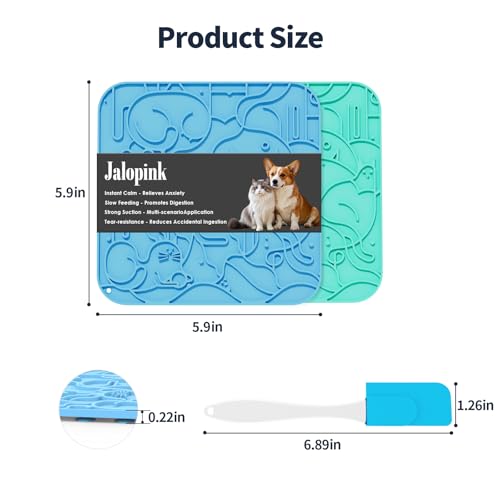 Jalopink Lick Mat for Dogs & Cats, Dog Lick Mat with Suction Cups for Anxiety Relief, Slow Feeder Dog Licking Mat, Puppy Licki Mat for Bath Time, Grooming & Training 2 Pack - color: 5.9"x5.9"｜Sky Blue & Mint Green
