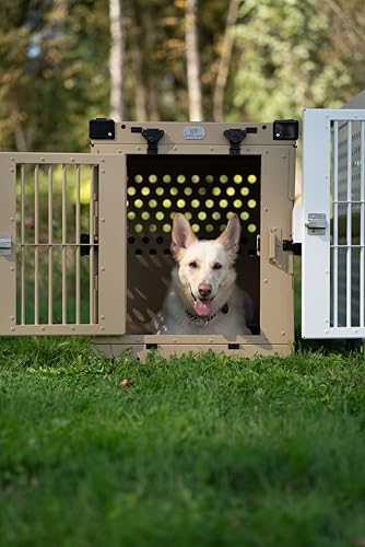 K9 Kennel Boss Aluminum Collapsible Dog Crate, Heavy Duty Folding Kennel - Medium (Tan) - color: Tan, size: 34.6"L x 25.2"W x 28.9"H
