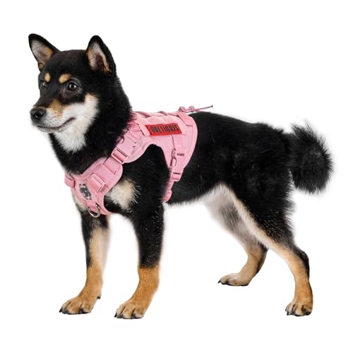 OneTigris Tactical Dog Harness Vest,No-Pull Service Dog Vest with Hook & Loop Panels,Adjustable Dog Vest Harness for Walking Hiking Training(Pink,XS) - color: Pink, size: XS