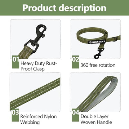 Reflective 6 FT Dog Leash, Premium Traditional Style Puppy Leash with Easy to Use Collar Hook for Small, Medium, and Large Breed Puppies (Green, 3/4 in x 6 ft) - color: Green, size: 3/4" x 6ft, 1 Handle
